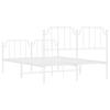 Vidaxl Metal Bed Frame with Headboard and Footboard, White, 150X200 Cm