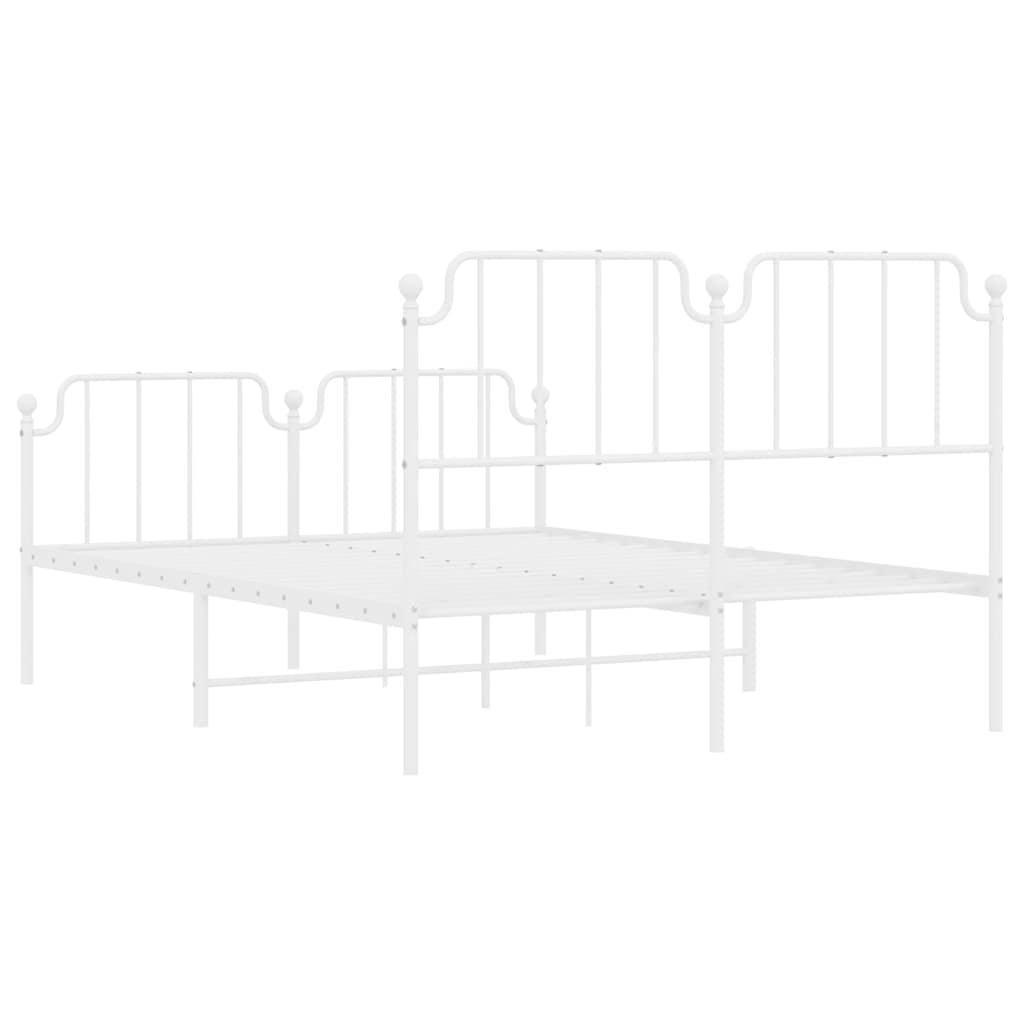 Vidaxl Metal Bed Frame with Headboard and Footboard, White, 150X200 Cm