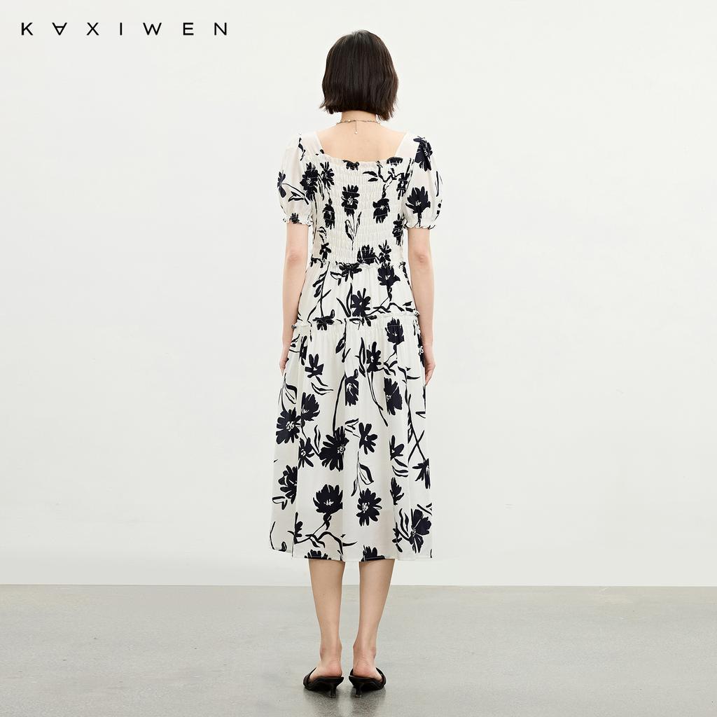 Printed drawstring dress