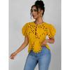 QICED Women's Fashion Casual Solid Color Print Short Sleeve V Neck Blouses & Shirts