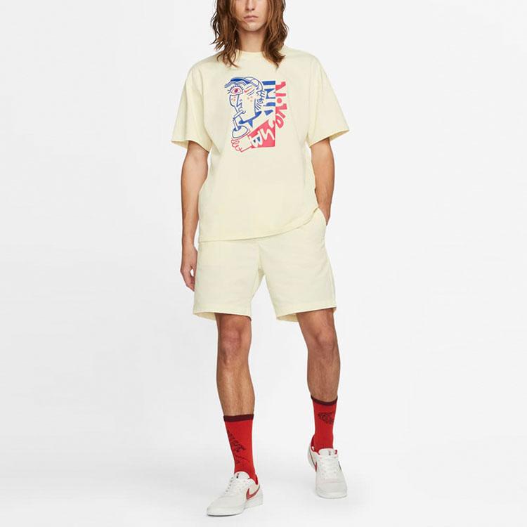 Nike SB Color Block Printed Skateboarding Short Sleeve T-Shirt Men Tops Coconut-Milk DD1313-113