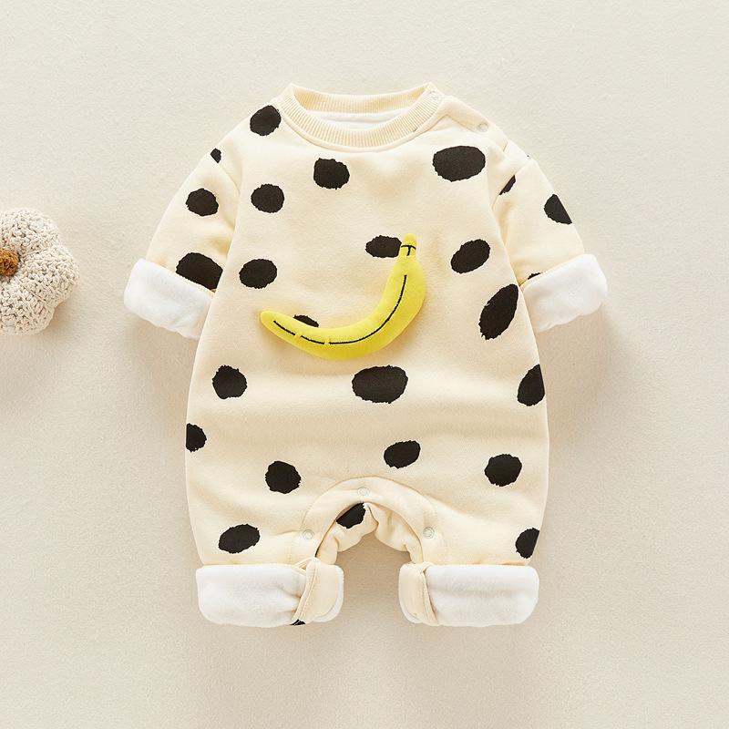 

Флисовый ромпер-банан для малыша в горошек 90 cm чёрный