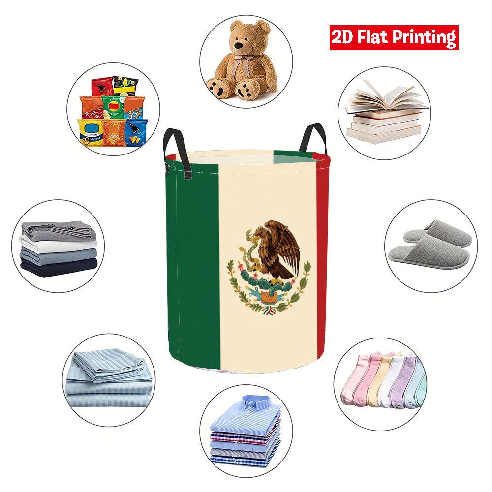 Collapsible Laundry Basket Large Round Waterproof Fabric Hamper Dirty Clothes Storage Bin Toy Organizer with Handles
