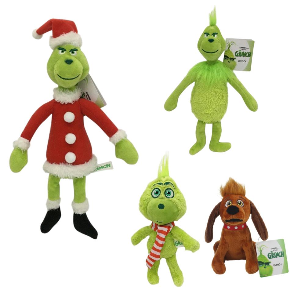 4Pcs Green Shaggy Anime Figures  Christmas Decoration Green Haired Monster Figurine Adorable Plush Doll Kid Birthday Toy Gifts