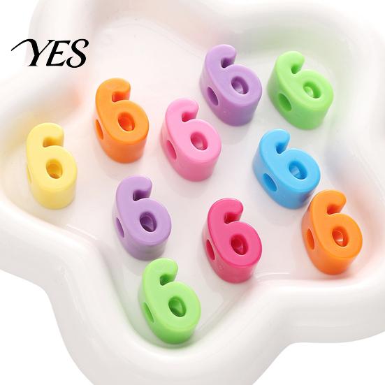 Large Hole Beads 5Pcs DIY Acrylic Bubble Number Beads, 0-9 Chunky Colorful Spacer for Crafting Projects