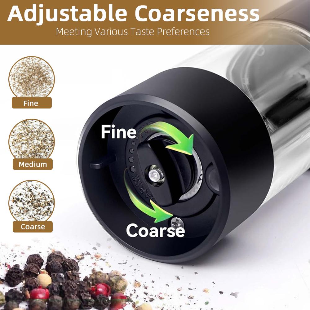 Electric Pepper Grinder Spice Grinders Automatic Salt Mill Adjustable Coarseness Refillable Mill Battery Powered Kitchen Tool