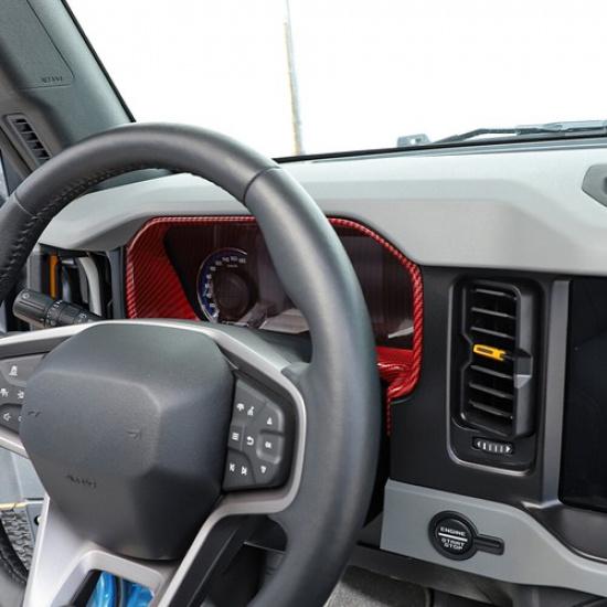 Center Console Dashboard Ring Panel Frame Trim for Bronco 21+Red Carbon Fiber