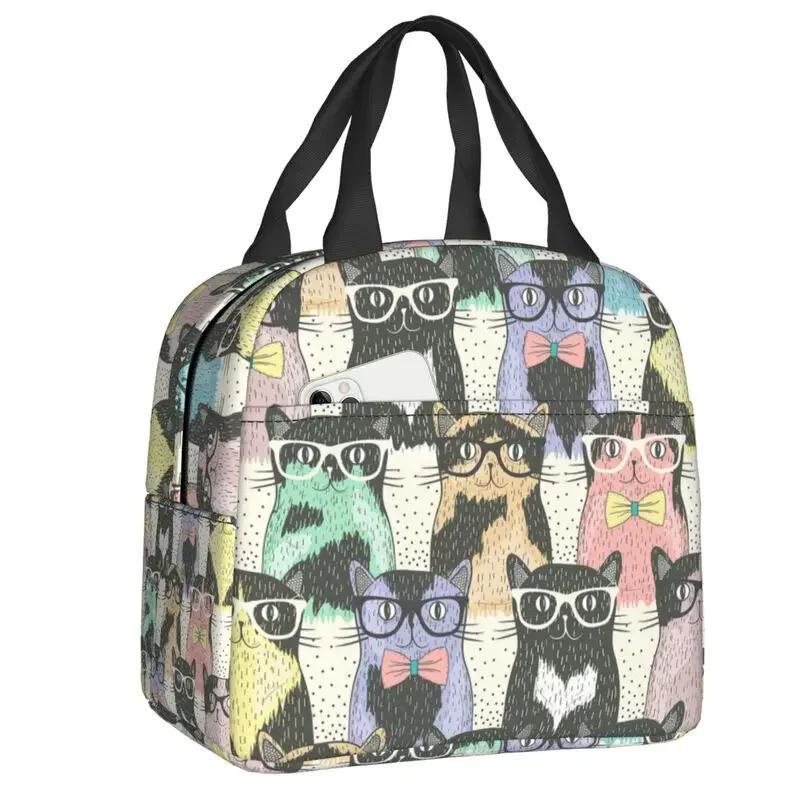 Kawai Cats Thermal Insulated Lunch Bag Women Cute Animal Kitten  Tote for School Office Outdoor Storage Food Bento Box
