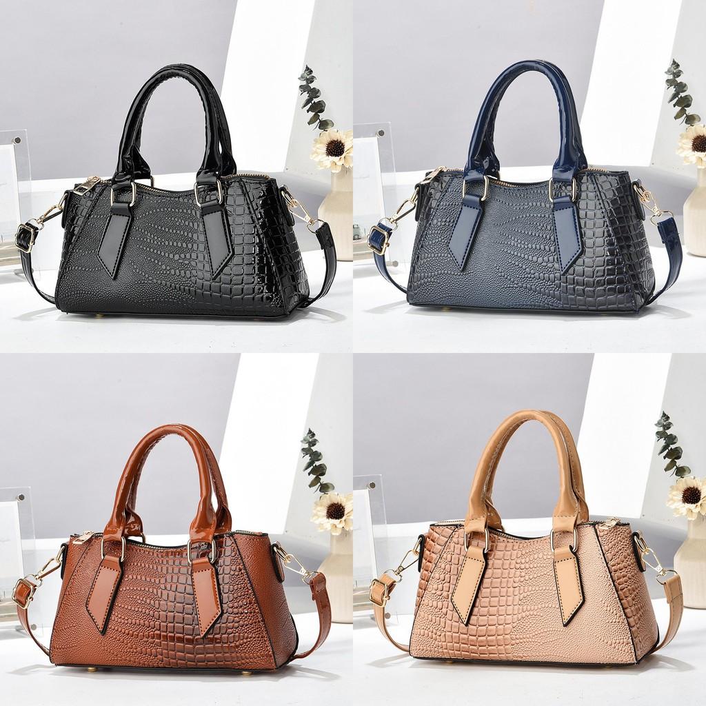 Fashionable Crocodile Textured Pillow Bag Chic Simple Handheld Shoulder Tote