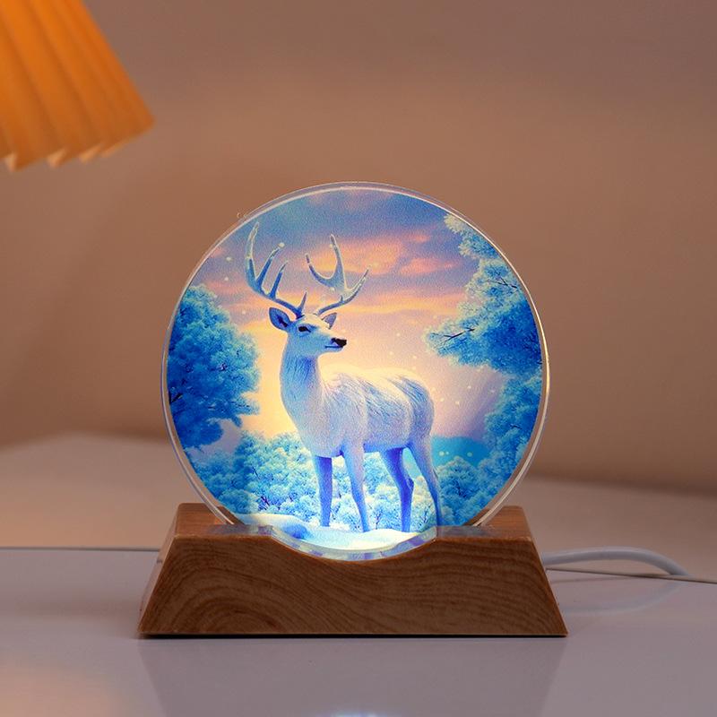 Crystal Disc Luminous Night Lamp Bedside Lamp Ambient Desk Lamp Creative Gift Desktop Decoration Ornament