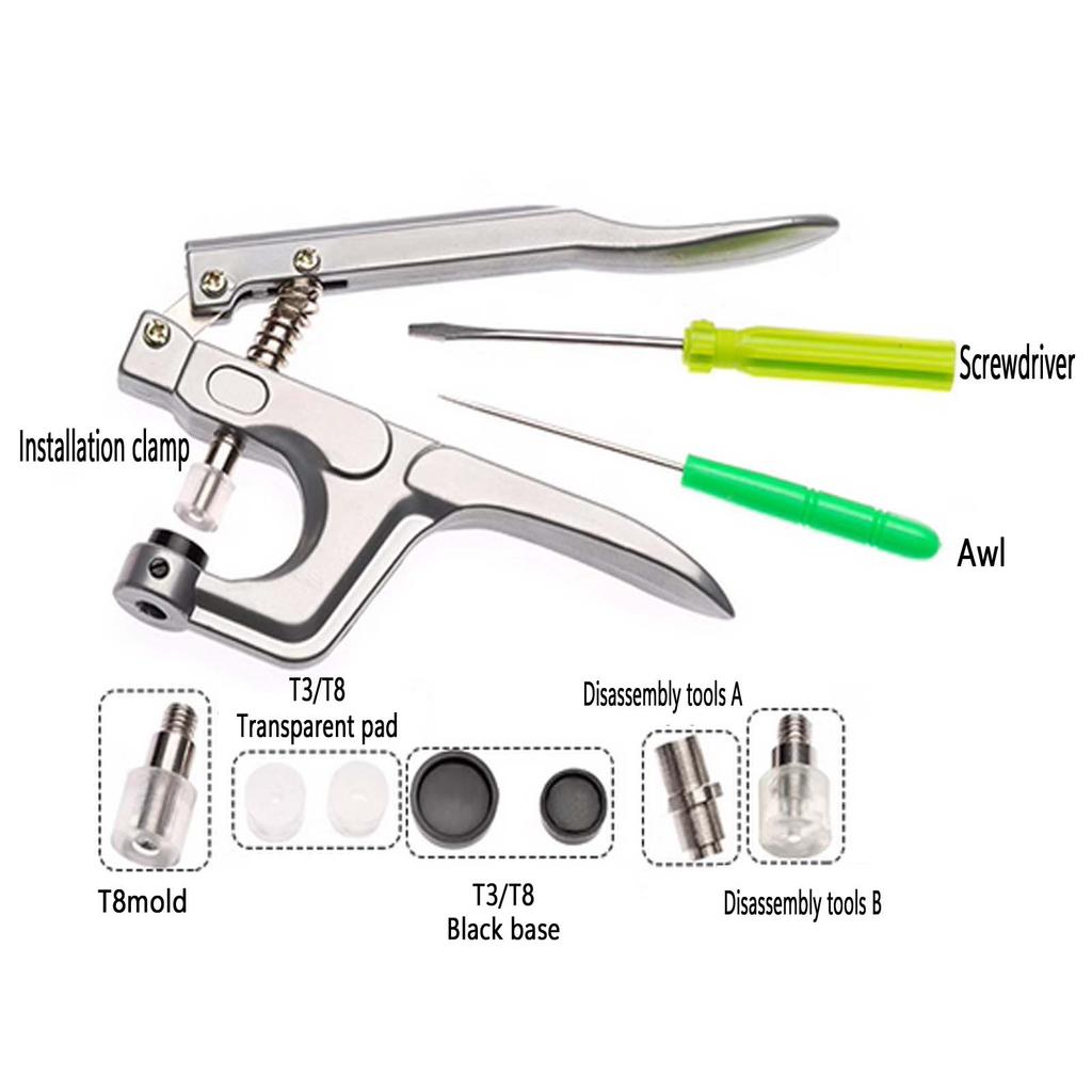 Outil d'installation pratique pour boutons-pression en plastique DIY Outil de poinçonnage à main pour boutons en plastique T3/T8 Pinces à pression manuelle