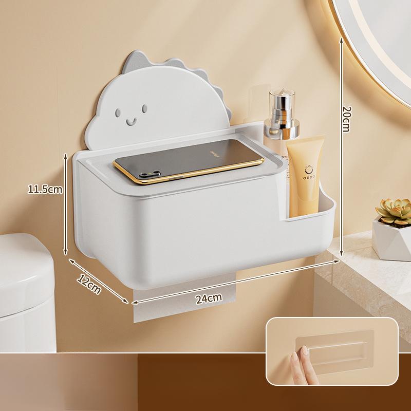Tissue Box Wall-mounted Toilet Tissue Box Without Perforation Kitchen and Living Room Tissue Storage Box