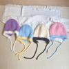Children's Knitted Hat Simple Girl's Warm Pullover Hat Versatile Color Matching Woolen Hat  Strap Ear Protection Hat