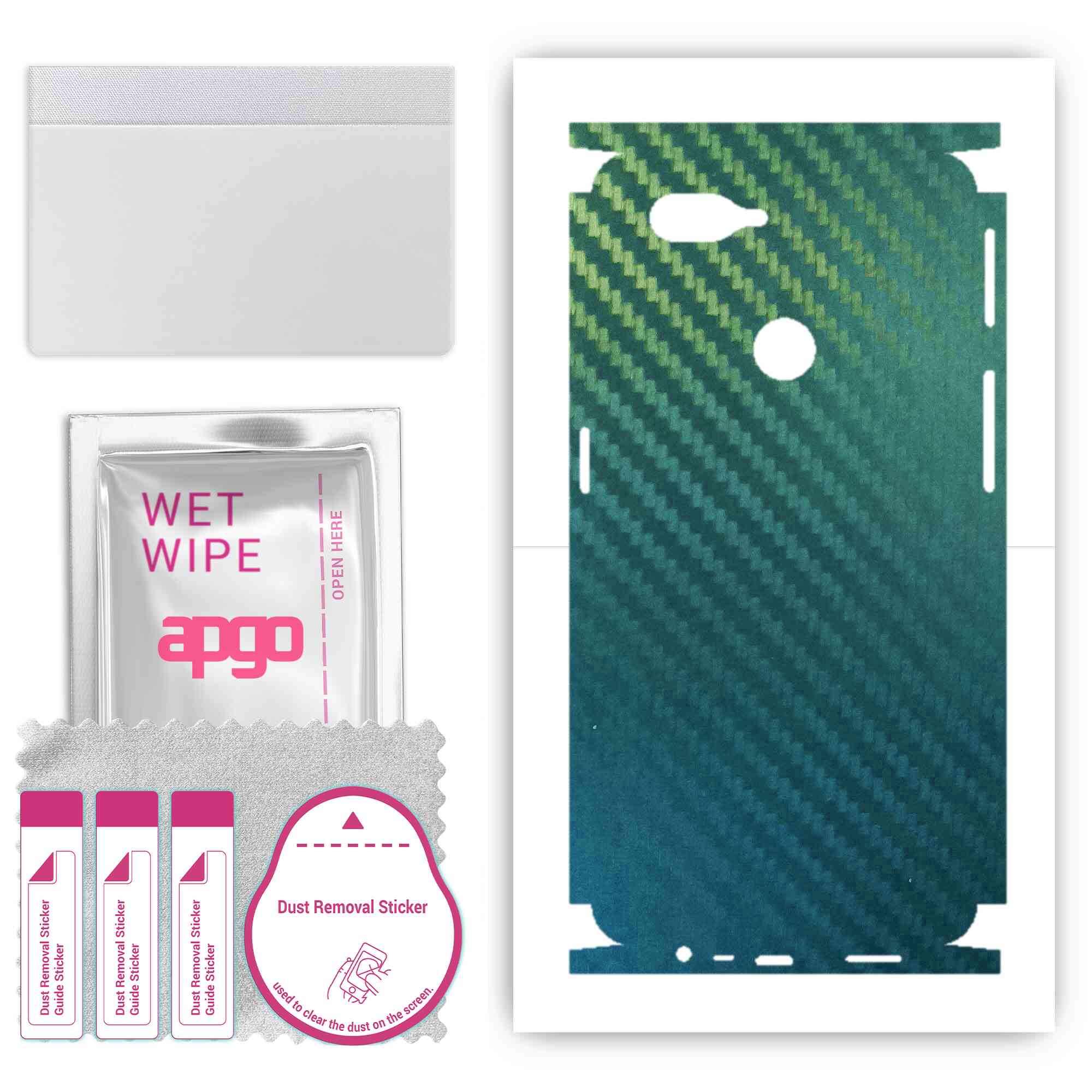 

apgo Protective Skin Sticker for the back+sides compatible with Oppo A12, Full Wrap Film, Foil, Vinyl - Pattern Carbon Chameleon CAKA1