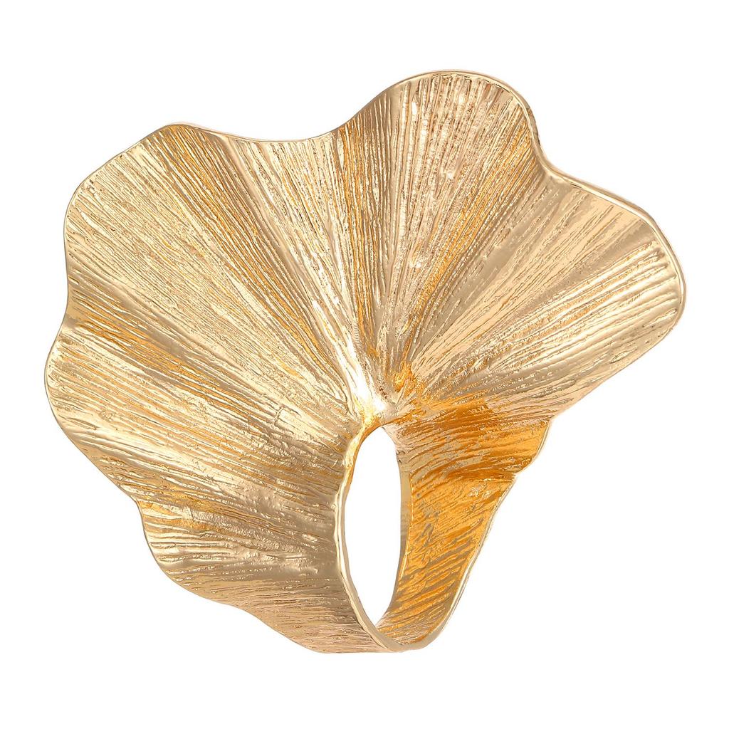 European & American Ginkgo Leaf Design Knuckle Ring: Irregular Pleated Alloy with Sweet, Cool Personality.