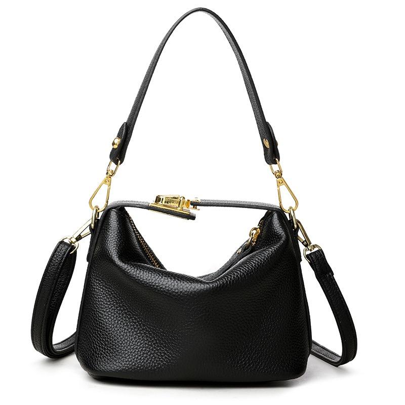 Lychee pattern solid color bag women s autumn new simple soft side single shoulder crossbody retro armpit bag
