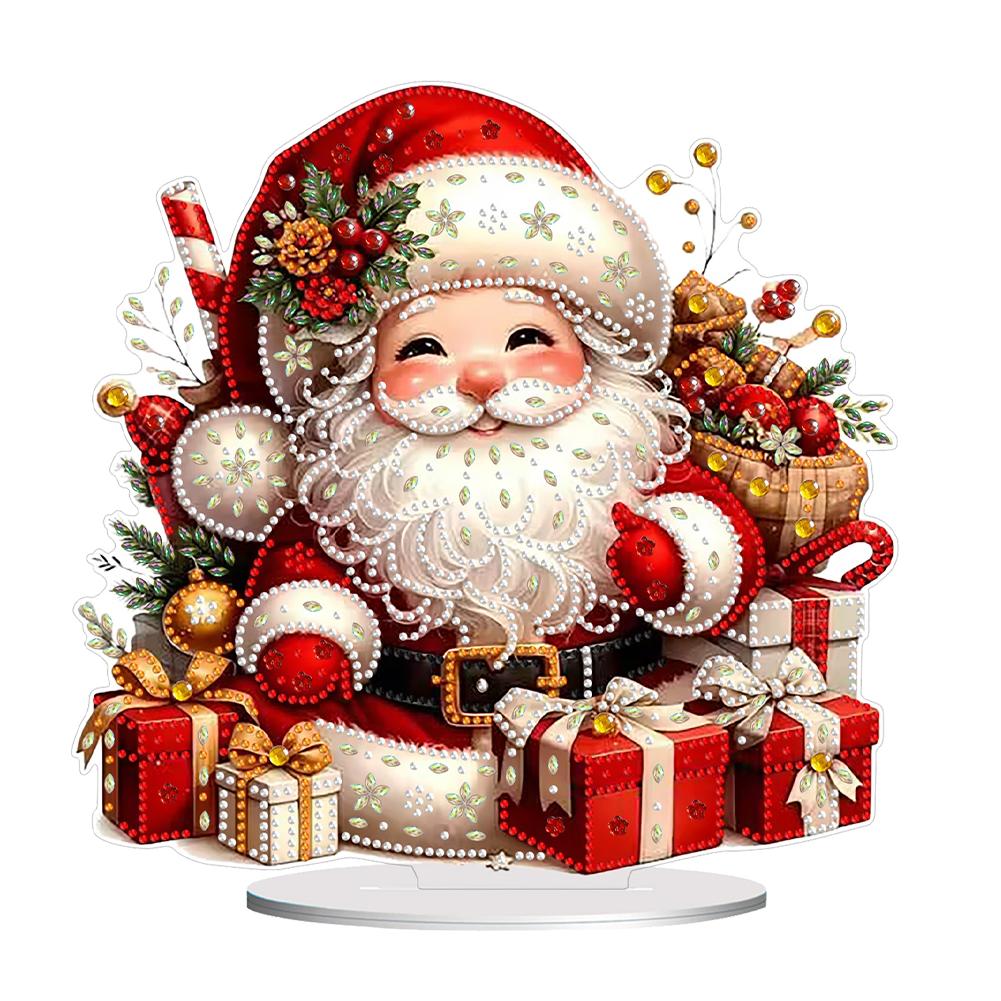 Acrylic Christmas Snowman Diamond Painting Tabletop Ornaments Kit 5D DIY Diamond Art Tabletop Decorations for Home Office Decor