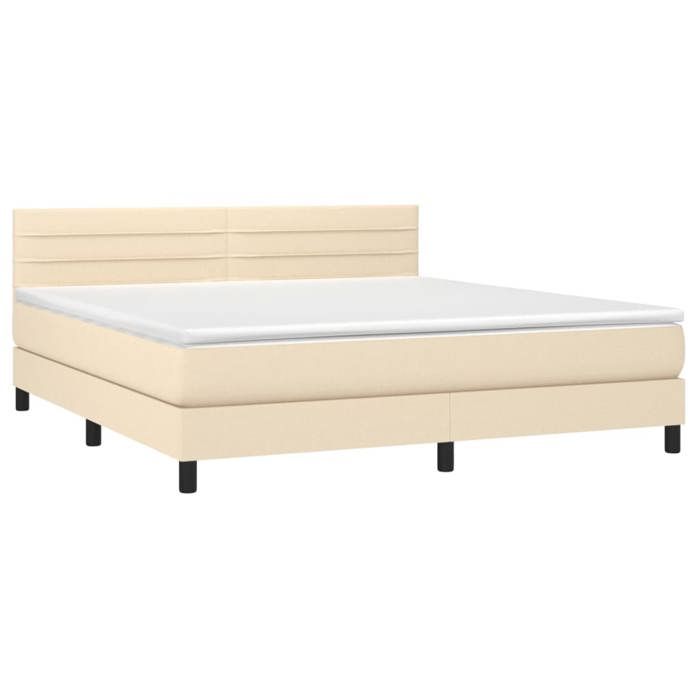 Exclusive House - Bed Slatted Base with LED Mattress Cream 160x200 Cm Fabric