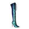Fashion Women's New Fashionable Nightclub Style Pointed High Heel Large Sequin Lace up Boots High Leg Over Knee Long Boots