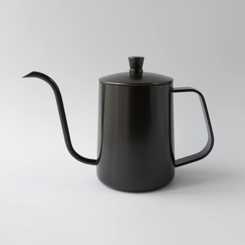 FUN COFFEE Drip Pot, 600ml, Direct Heat, Narrow Mouth, Coffee Kettle, Stainless Steel, with Lid, Outdoor/Camping Kettle, Black (co-0012-2)