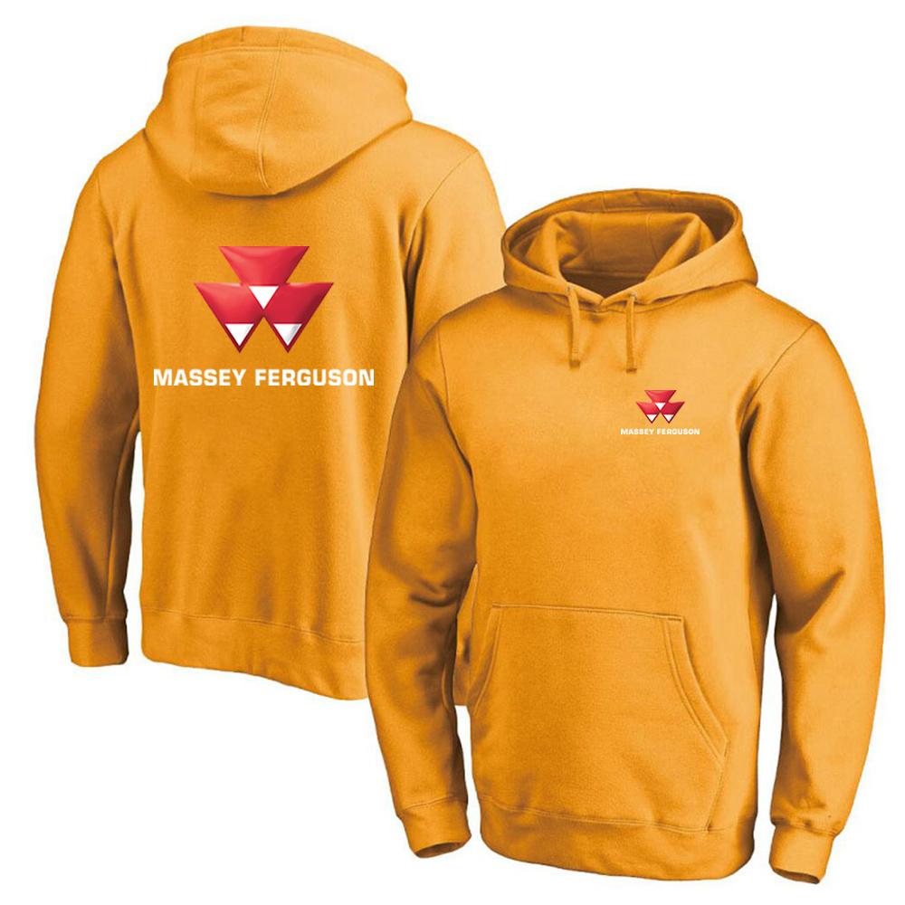 2025 Spring And Autumn Men's Massey Ferguson Logo Print Solid Color Pullover Hoodies High Street Fashion Windproof Hooded Coat