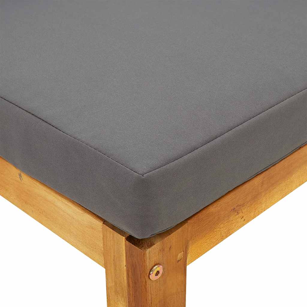 Modular Center Sofa with Dark Gray Cushions Solid Acacia Wood