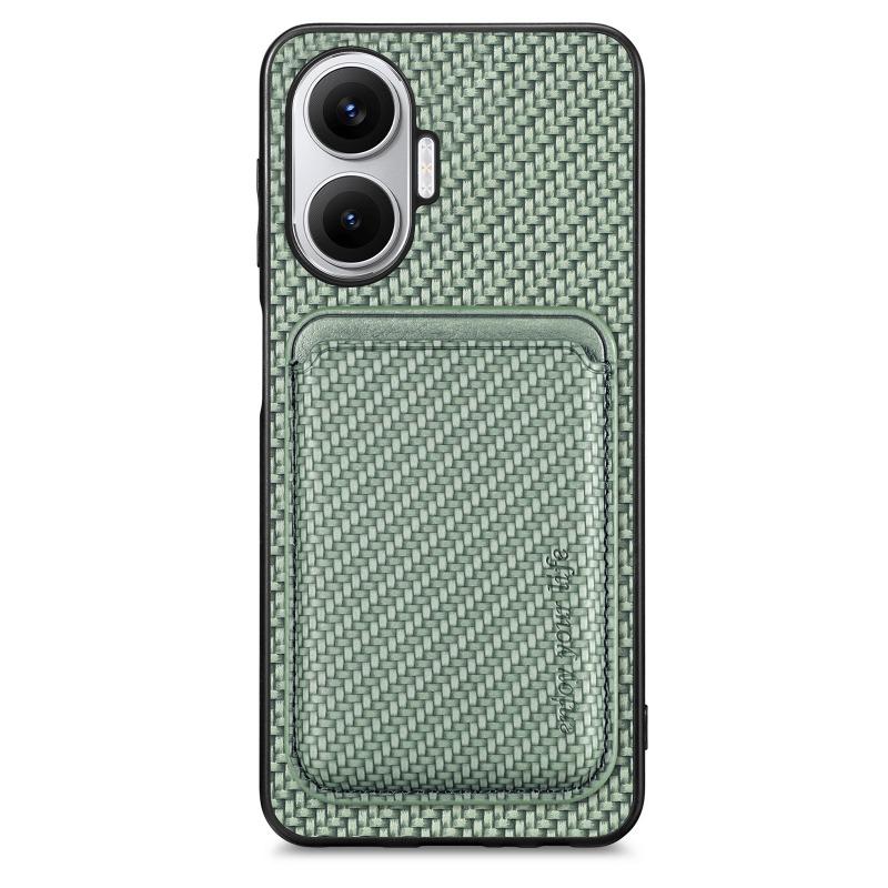 For POCO F7 G  Wallet Card Holder Cover for Xiaomi POCOF7 Redmi Turbo 4 Pro Wireless Charger Magnetic Carbon Fibre Case
