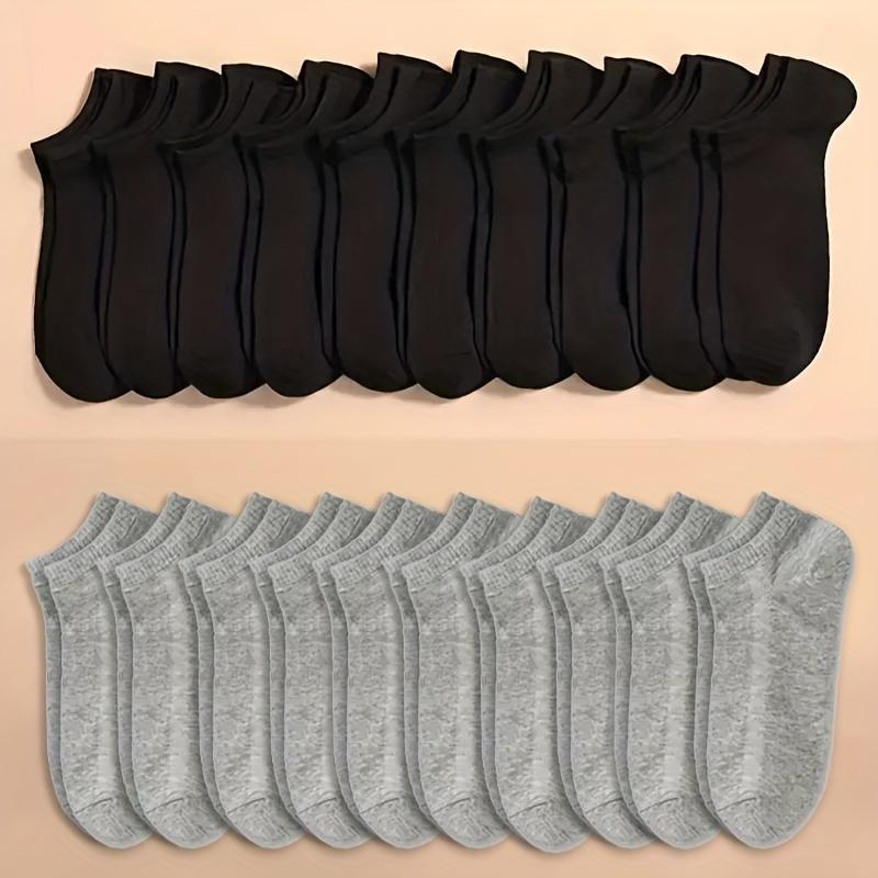 Soft No Show Socks Bulk 10/20/40 Pairs – Unisex Low Cut Ankle Socks in Black White Grey, Everyday Casual Wear