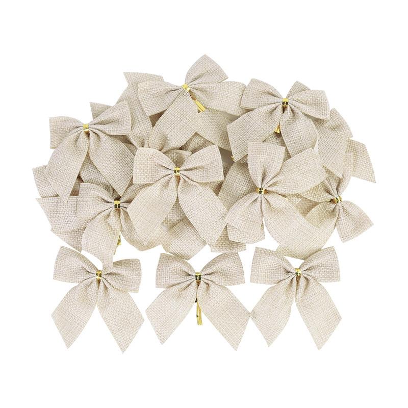 10/20Pcs Christmas Bows Xmas Tree Hanging Ornament Decorations for Home DIY Wreath Bowknot Noel Navidad 2024 New Year Gift Wrap