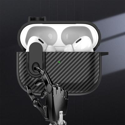 Funda Texturizada de Fibra de Carbono para Airpods Pro 2 Cubierta Protectora Anticaídas para Airpods 3 2 1 Carcasa Dura con Llavero