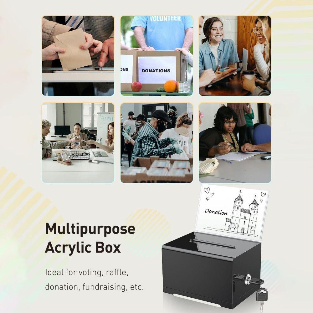 Solid Suggestion Box With Lock and Sign Holder Donation Box Plastic Container Tip Jar  Charity