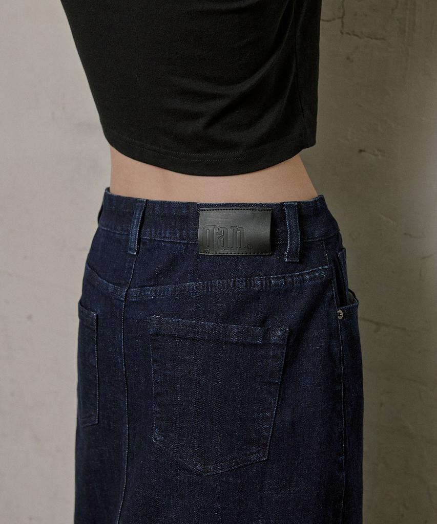 Mc Wood Gun Ronas 7992 Spandex Denim Dark Indigo Long Skirt