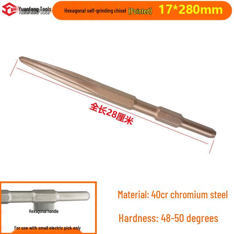 Electric Hammer Drill Set: Square/Round Shank with Pointed, Flat, U-shaped Chisels, Pick Head, Shovel, and Slotting Through-wall Drill.