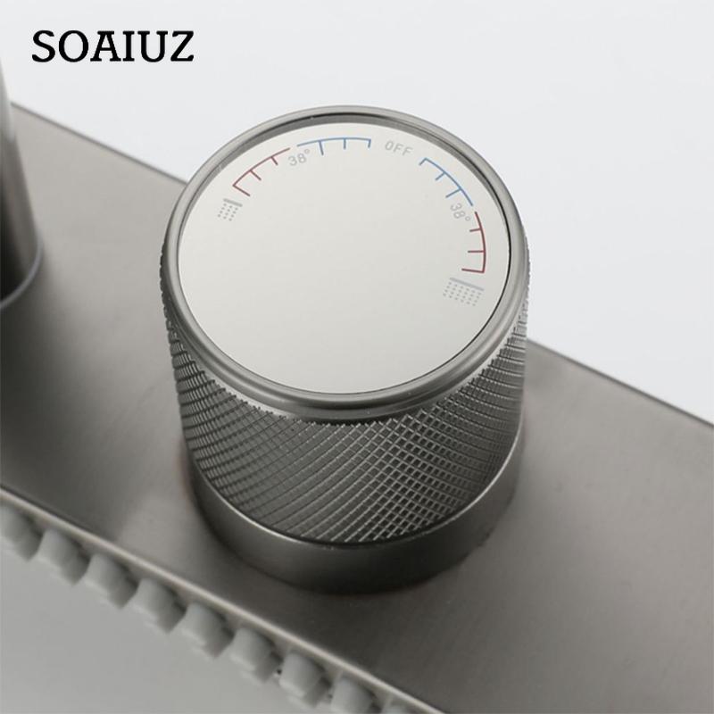 Waterfall Grey Sink Kitchen Faucet Hot Cold Mixer Wash Basin Multiple Water Outlets Rotation Flying Rain Tap Single Hole