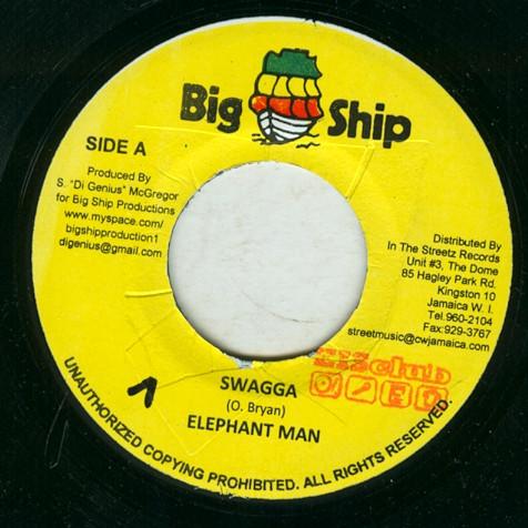 

7inch Record ELEPHANT MAN - Swagga NONE Big Ship 2009 Jamaica Reggae, Ska & Dub Used
