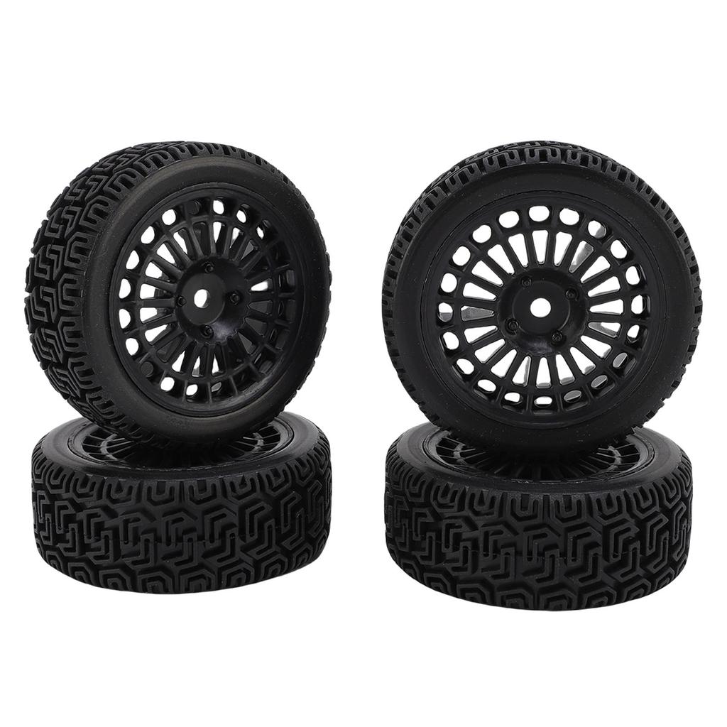 4PCS 1 10 RC Rally Car Tires Replacement for Tamiya TT01 Xv02 Sturdy Plastic 70mm RC Car Maze Tire Wheel Rim Black