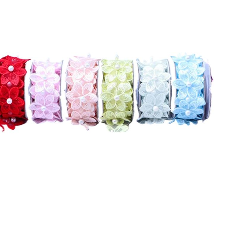 1 Roll Flower Clothing Sewing DIY Wedding Dress Pearl Embroidered Ribbon Lace
