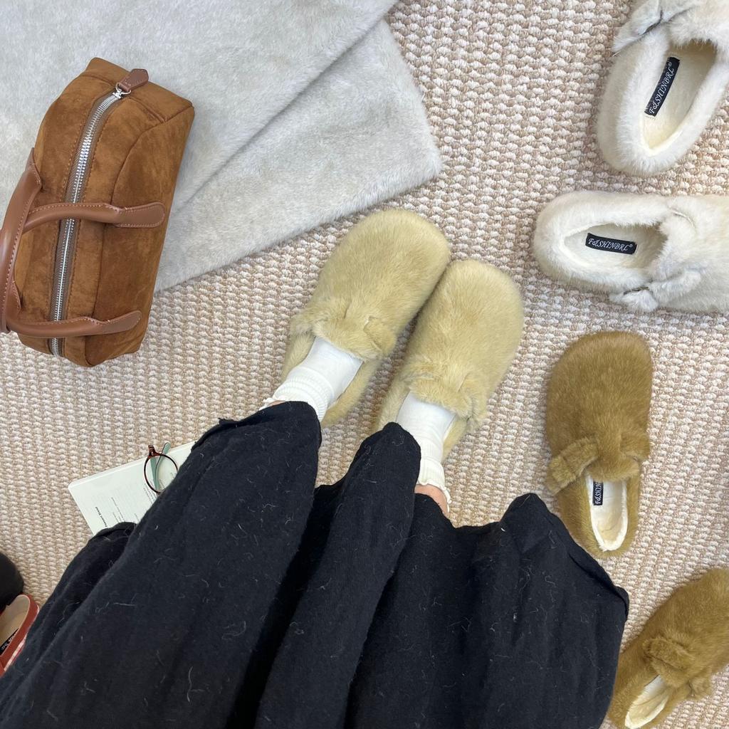 2025 Winter New Round Head with Velvet Thermal Cotton Shoes Versatile Mary Jane Platform Commuter Fluffy Women's Single Shoes
