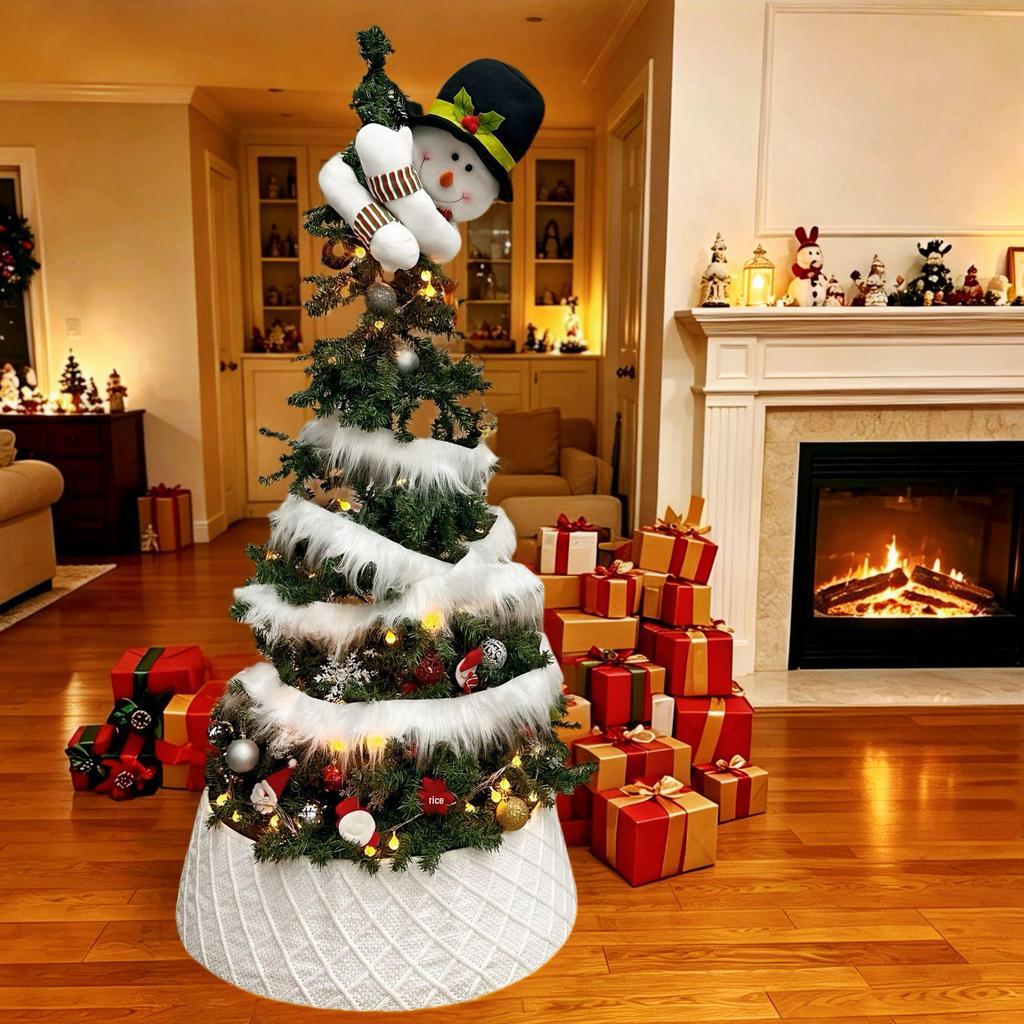 Knitted Christmas Tree Skirt & Apron for Holiday Decor