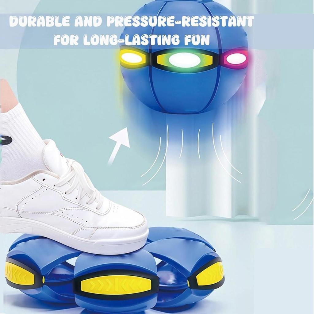 2-in-1 Magic Ball Toy - Transforming LED Bouncing Ball & Flying Saucer with 6 Colorful Lights - Glowing Boomerang Sphere for Outdoor Family Fun and