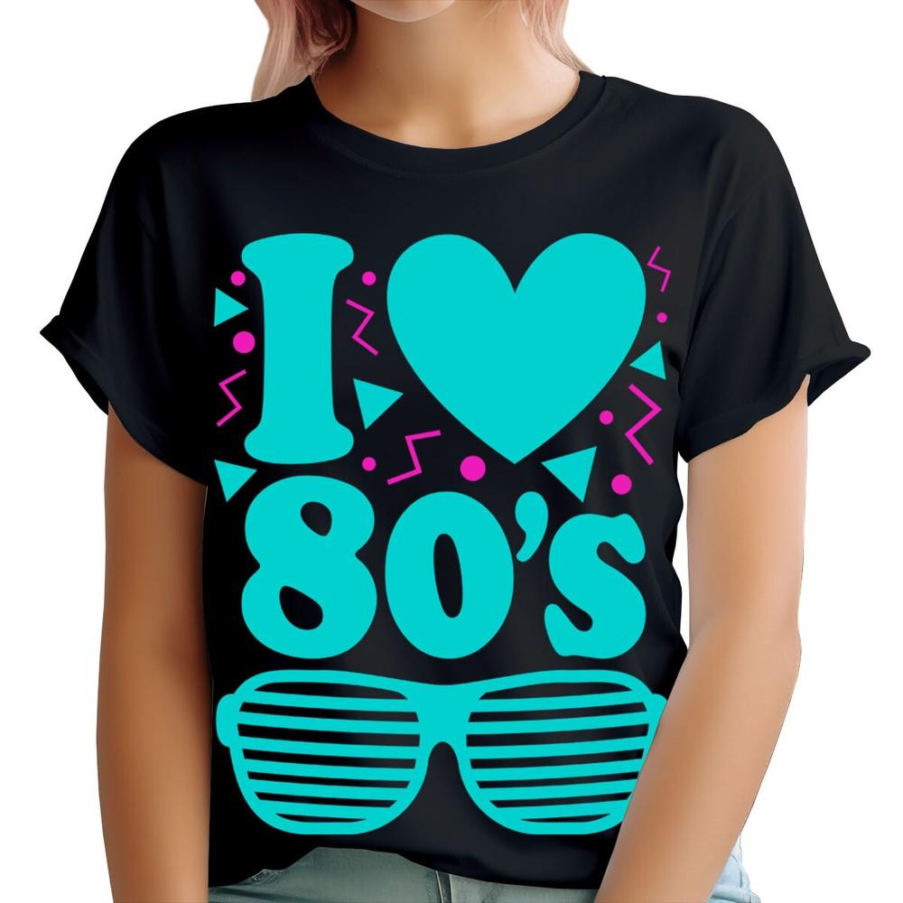 

I Love The 80s Fancy Dress Globe Hen Party Neon Festival Womens T-Shirts2#TA-193 4XL