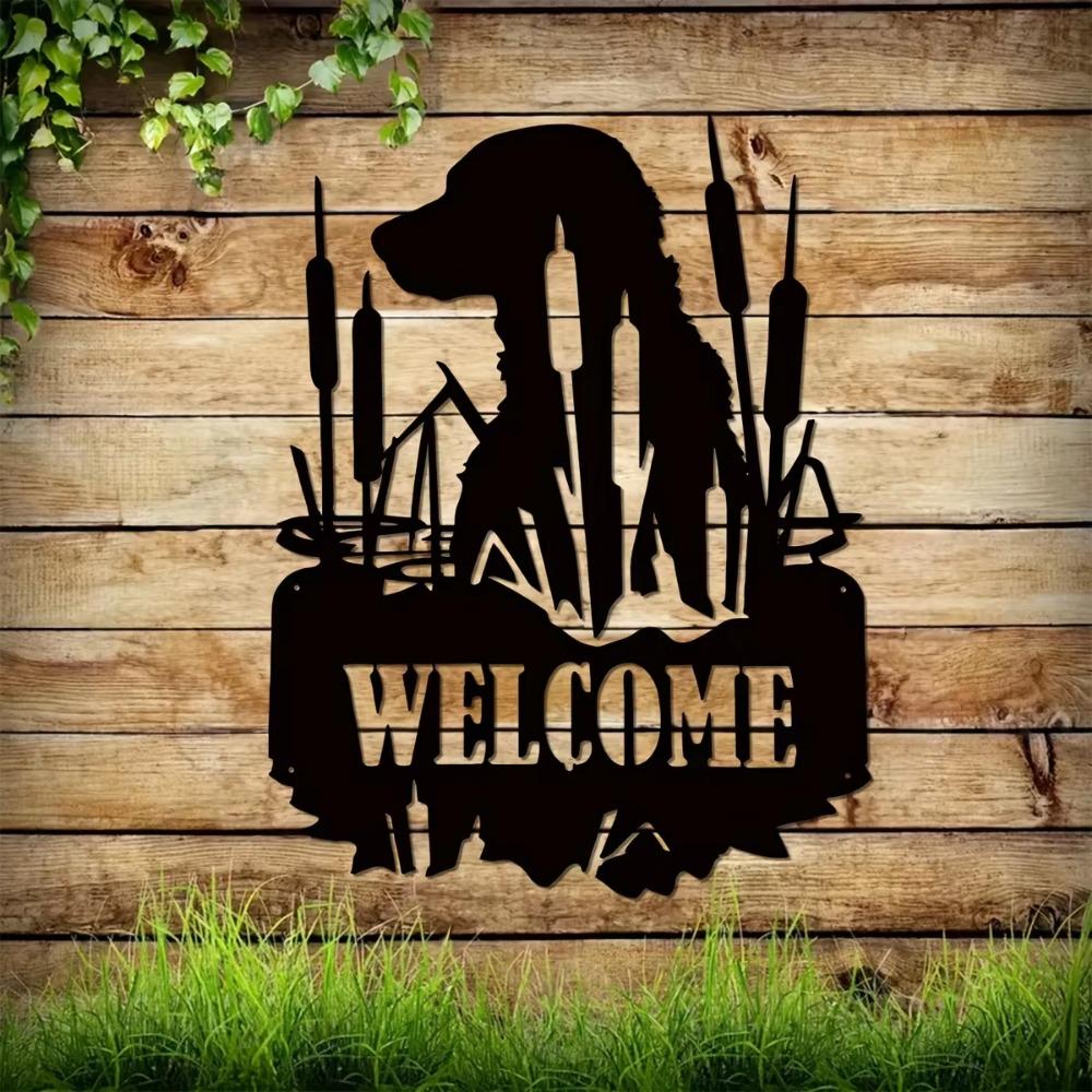 1pc Lab Welcome Sign - Metal Home Décor for Indoor and Outdoor Use, Stylish Wall Art Gift for Kitchen, Bathroom, Living Room