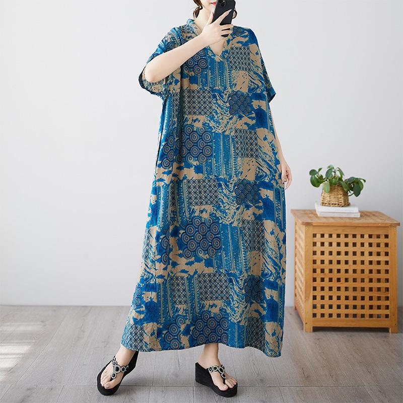 DIMANAF 2025 Sommer Übergröße Kleid Basic Damen Lässig Locker Vintage Neu Lang Übergroß Blumenkleid Maxi