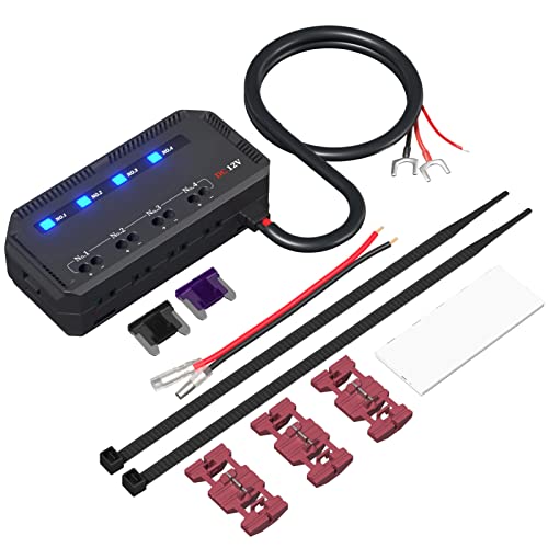 

Блок предохранителей Shkalacar 4 цепи со светодиодным индикатором для автомобиля, морского транспорта, автодома, грузовика, DC 12В