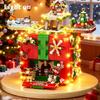 Christmas Gift Surprise Mechanism Box Model Building Block DIY Elk Snowman Bricks Ornament Toys for Children Adult