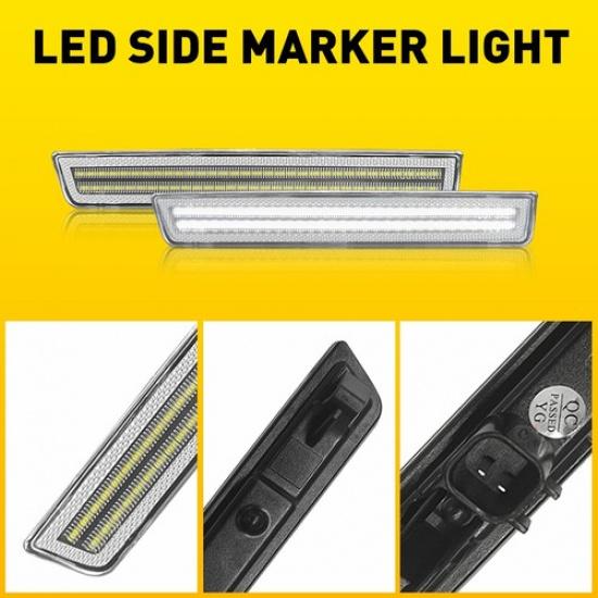 For 2015- Dodge Challenger Front Pair Bumper LED Side Parking Marker Lights
