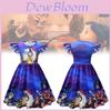 Adorable Coraline Children's Dress For Halloween 2023 With Playful Flutter Sleeves In Blue