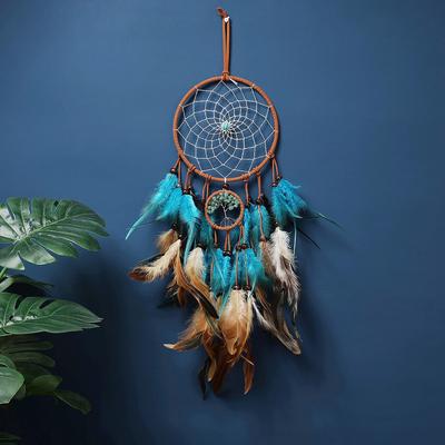 Ručně vyráběný lapač snů z peří - Boho nástěnná dekorace, Perfektní dárek pro spolužáky a přítelkyně