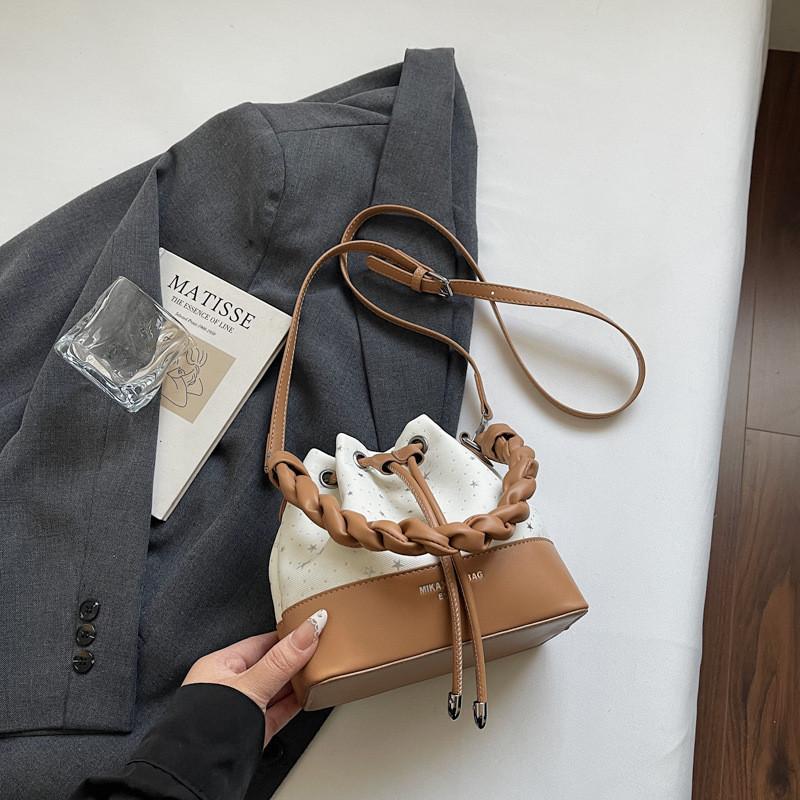 IELGY Fashion Contrast Color Portable Bucket Bag Spring Summer All-Match Messenger Bag