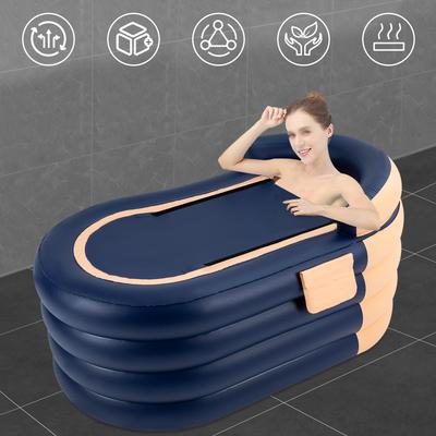 Aufblasbare Badewanne für Erwachsene mit kabelloser elektrischer Luftpumpe, 84*140*74cm Geeignet für Heißwasserbad & Eisbad